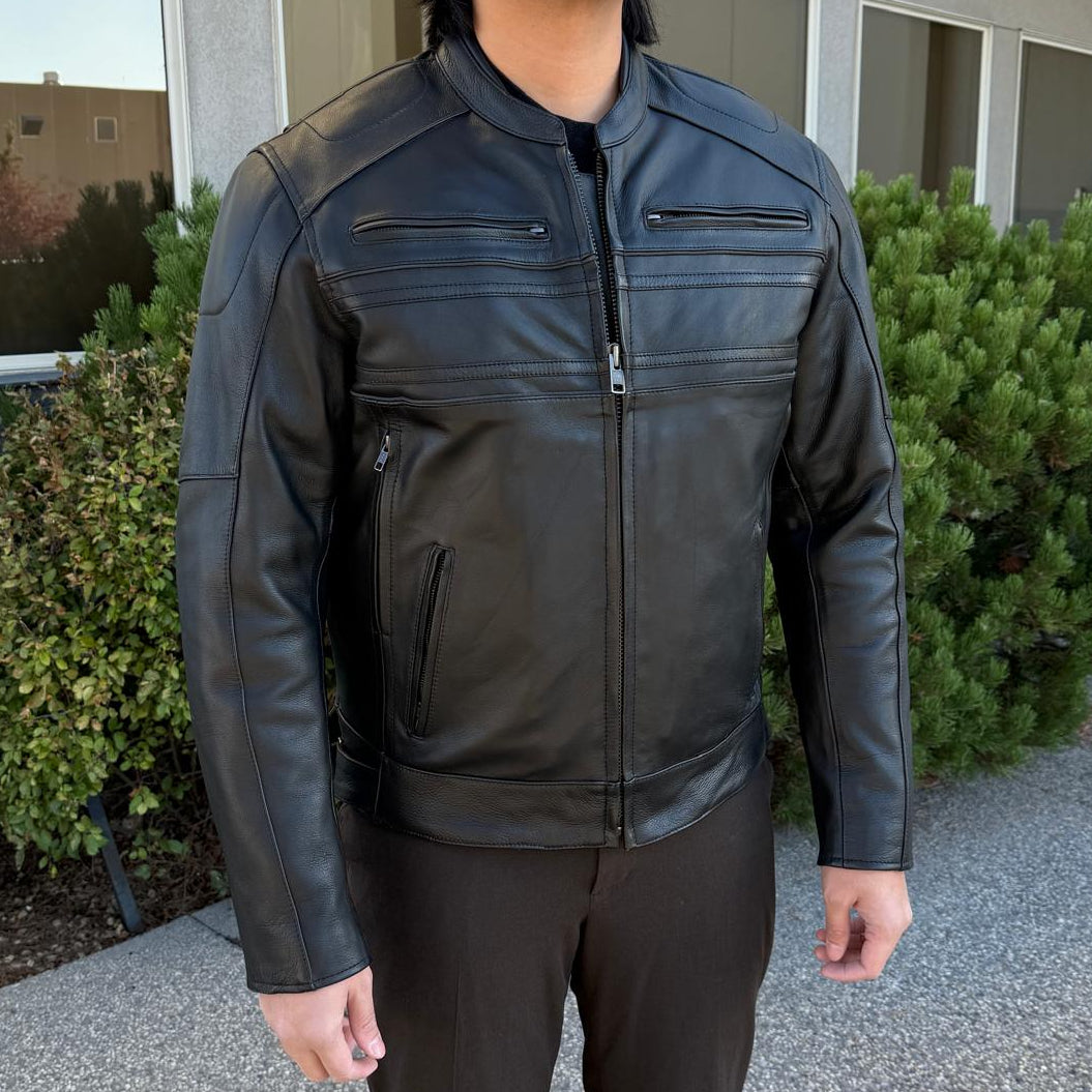 Open Road Herren Leder-Rüstungs-Reitjacke | Motorradjacke 