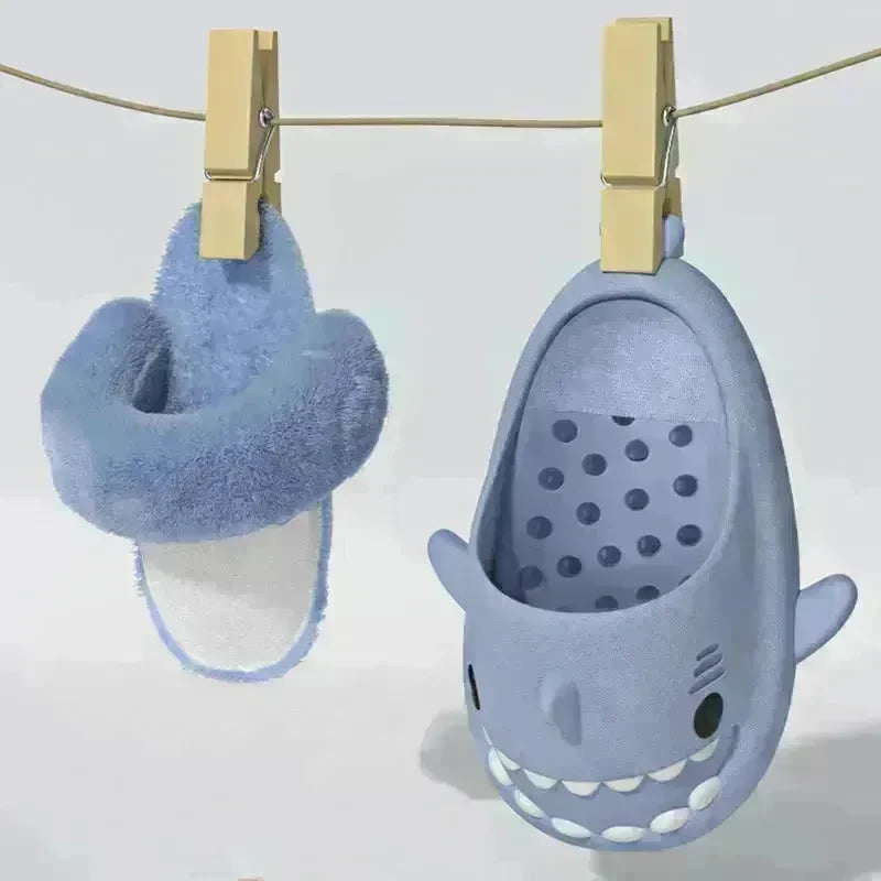 Winter Shark Slippers Detachable Warm Fuzzy Slippers Bedroom House Shoes Women - EX-STOCK CANADA
