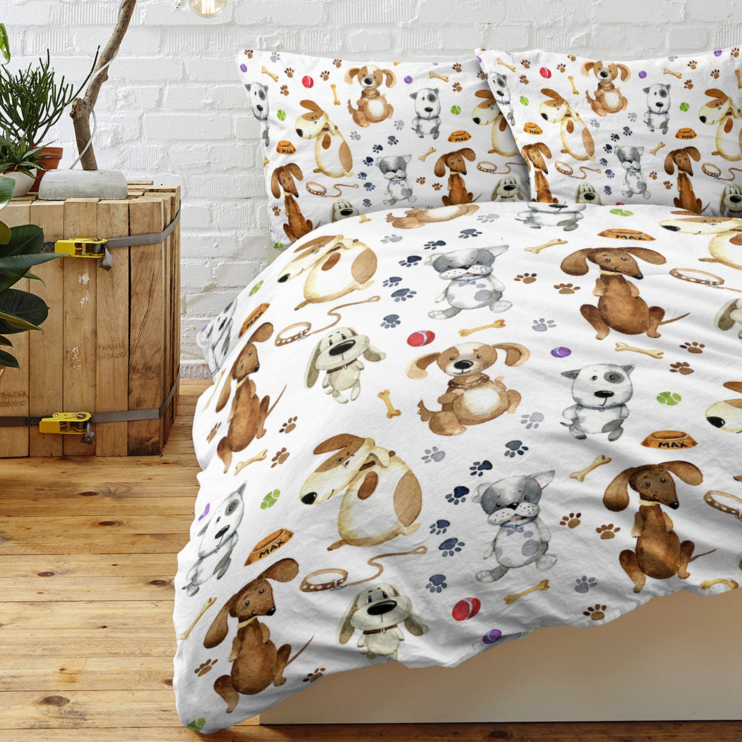 Kids' Duvet Cover Sets Animals Pastel Duvet Covers Cartoon Dogs Paws Pattern Bed Sets 3 Pieces 1 Duvet Cover And 2 Pillow Cases Cute Puppy Dogs Bedding For Kids EX-STOCK Canada 
