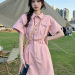 Women's Fashion Casual short sleeve Mini Denim Dress - EX-STOCK CANADA