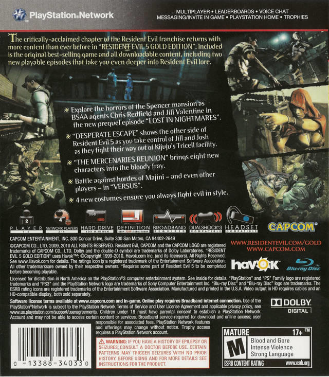 RESIDENT EVIL 5 - EDIZIONE GOLD 