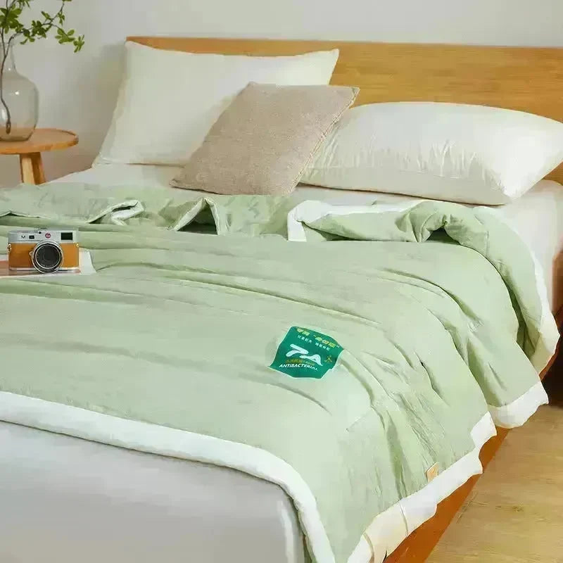 Washable Raw Cotton Summer Cooling Quilt Sage duvet cover - EX-STOCK CANADA