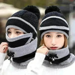 Winter Hat For Women 3pcs Knitted Beanie Hat Scarf Set Warm Hat - EX-STOCK CANADA