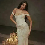 Fashion Off-neck Tube Top Stitching Hip Fishtail Dress for women. - EX-STOCK CANADA