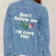 Monogrammed Casual Long sleeved denim jeans  jacket women - EX-STOCK CANADA