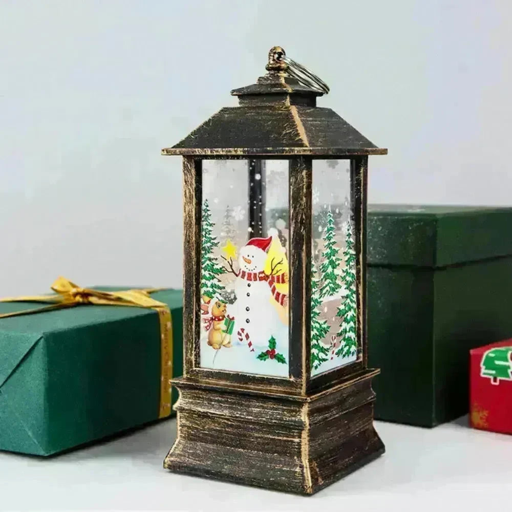 Christmas Candles Light Led Snow Deer Lantern Light Vintage Castle Santa Snowman Hanging Lantern Lamp New Year Party Decoration - EX-STOCK CANADA