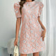 Women's Puff Sleeve A-Line Mini Dress Crew Neck Floral Casual Summer Dress EX-STOCK