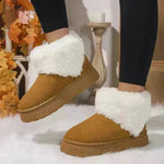 Botas de nieve de lujo de invierno zapatillas de algodón de gamuza plana en espesor de moda