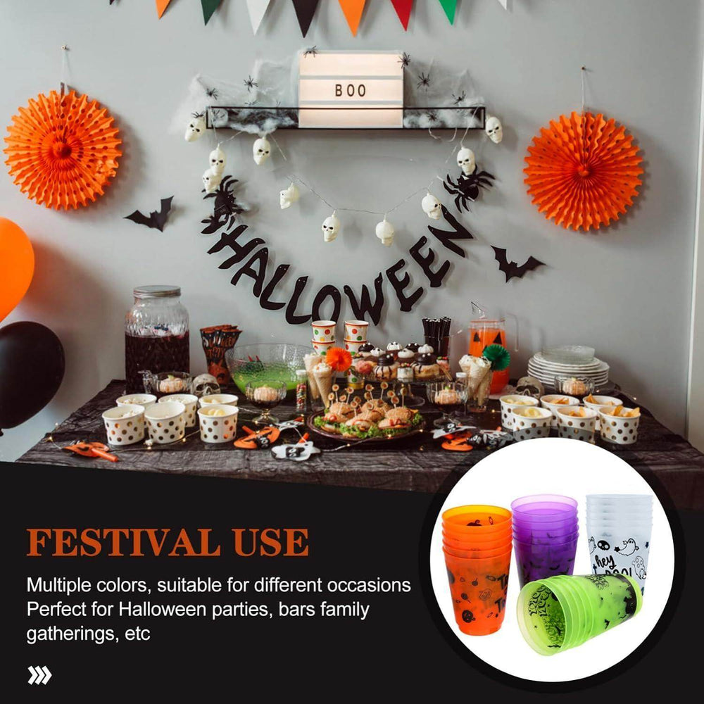 Halloween cups A Pack Of 8 Halloween Plastic Cups With Patterns. - EX-STOCK Canada