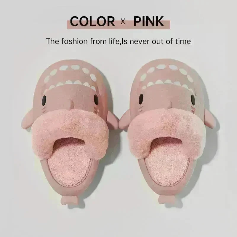 Winter Shark Slippers Detachable Warm Fuzzy Slippers Bedroom House Shoes Women - EX-STOCK CANADA