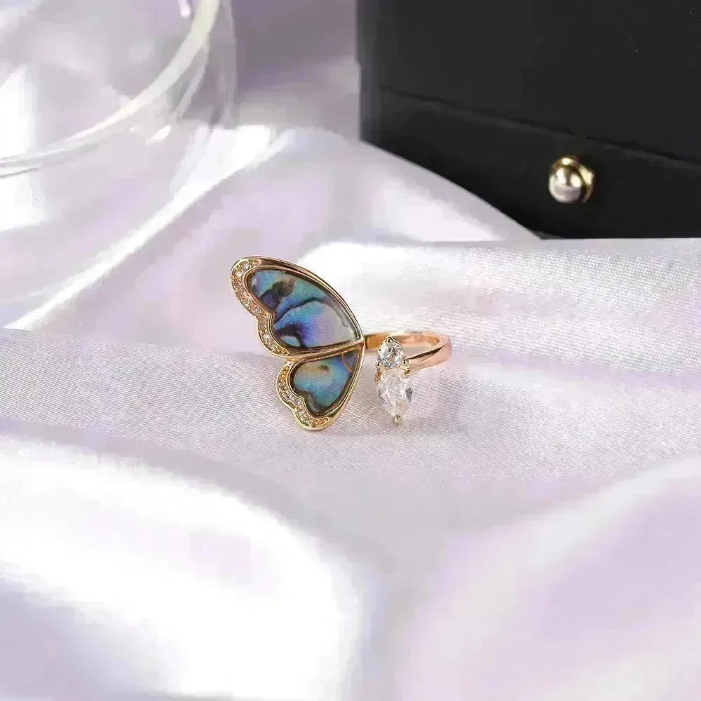 Ladies Fashion  Seashell Wing Zircon Jewelry Ring for women - EX-STOCK CANADA