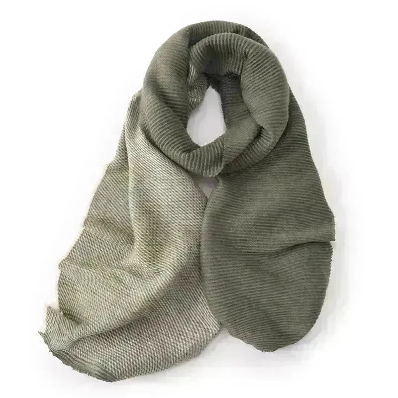 Gradient Mixed-color Scarf Winter Double-sided Wrinkled Imitation Cashmere Scarf Popular Versatile And Elegant Shawl For Women - EX-STOCK CANADA