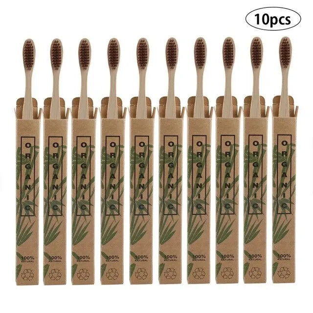 10pcs  Bamboo toothbrushes - EX-STOCK CANADA