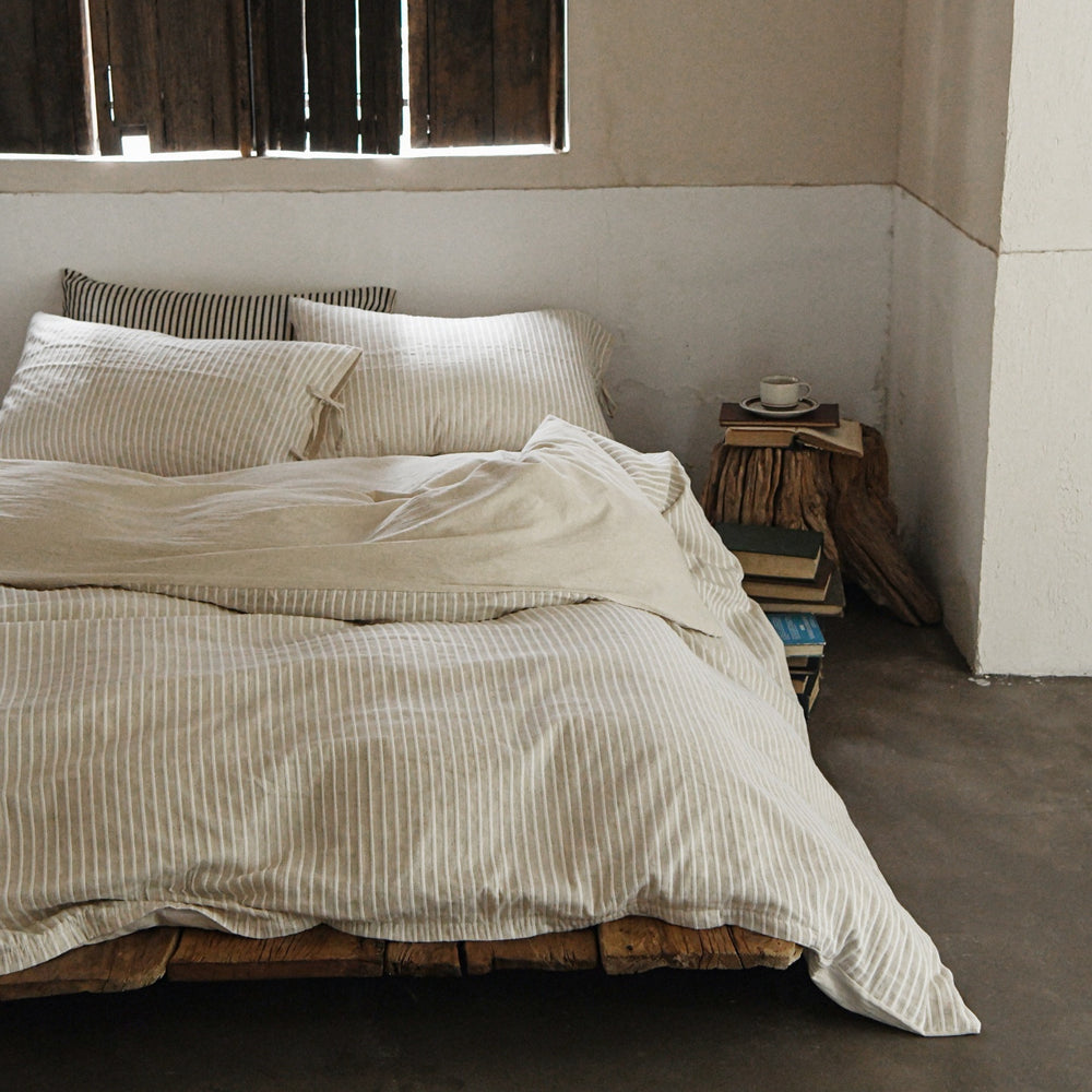 Cotton Yarn-dyed Washed Cotton Four-piece Set Full-cotton Fitted Sheet Non-printed Minimalist Bed Sheet Duvet Cover EX-STOCK Canada 