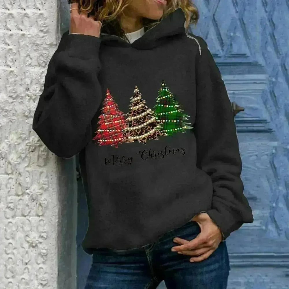 Merry Christmas tree Cashmere hoodie sweater loose top - EX-STOCK CANADA