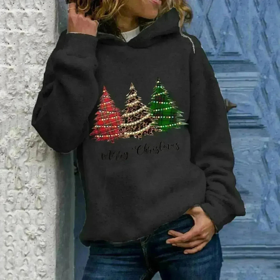 Merry Christmas tree Cashmere hoodie sweater loose top - EX-STOCK CANADA