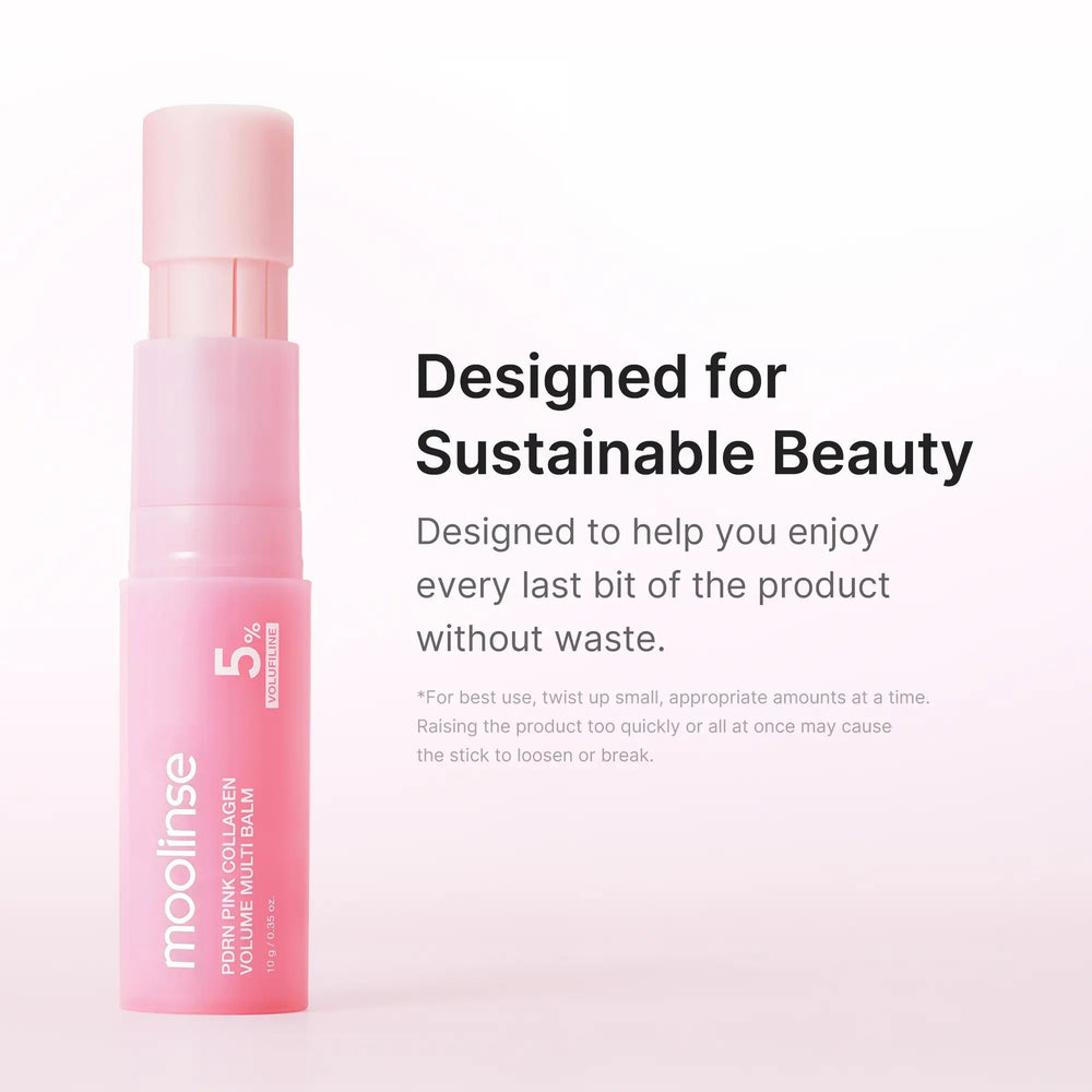 Moolinse PDRN Pink Collagen Volume Multi Balm Stick – 5% Volufiline Hydrating Face & Lip Cream