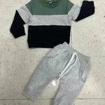 Boy's color Stitching Long Sleeve Trousers Suit Two piece for boys