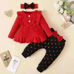 Newborn Baby girl  Toddler Suit Sunken Stripe Top And Printed Peach Heart Leggings two piece for girls - EX-STOCK CANADA