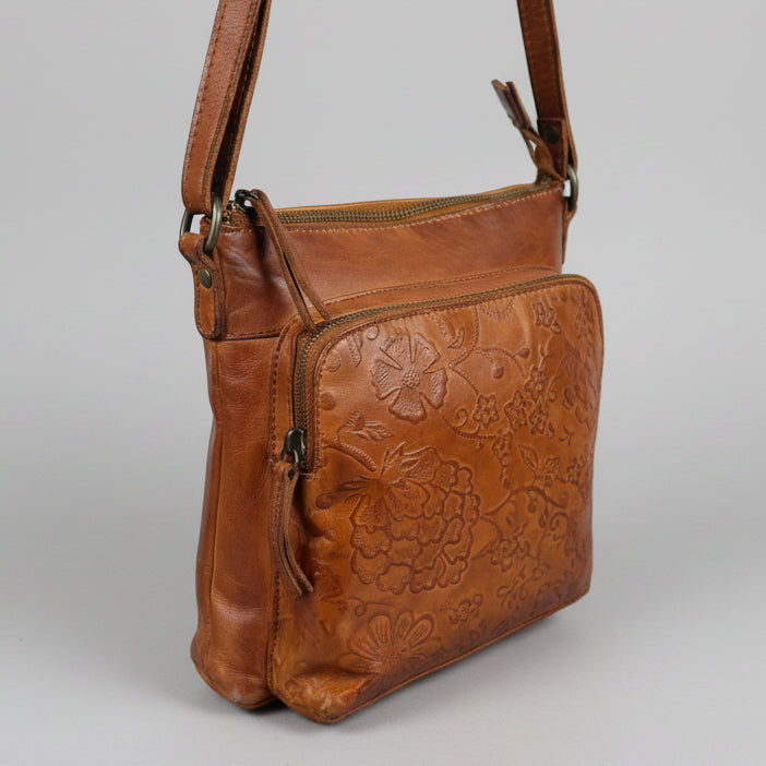 MET Flower Embossed Leather Crossbody Bag 