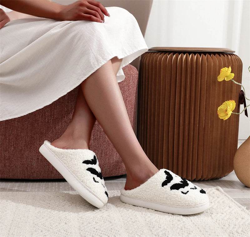 Funny Bat Slipper Halloween Pumpkin Flat Indoor House Shoes For Women Men Soft Plush Cozy Horror Fashion Halloween Gifts EX-STOCK