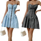 Chic Personality Street Splicing Sling Denim Mini Dress - EX-STOCK CANADA