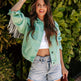 Autumn And Winter Casual Loose-fitting Tassel Chain Denim Jacket For Women - EX-STOCK CANADA