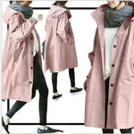 Women Casual Style Hoodie Windbreaker Mid-Length Long-Sleeved waist Jacket