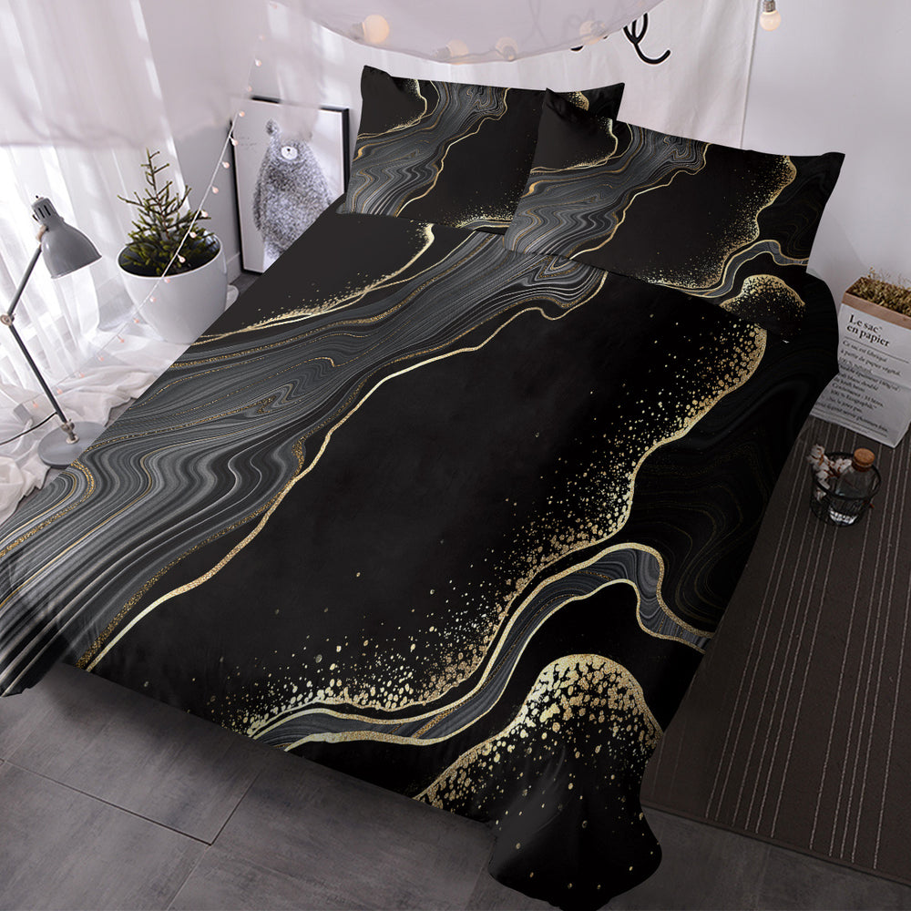 Black Gold Grey Marble Bedding Watercolor Marble Duvet Cover Set Abstract Chic Printed Design Quilt Cover Single 1 Duvet Cover 2 Pillowcases EX-STOCK Canada 