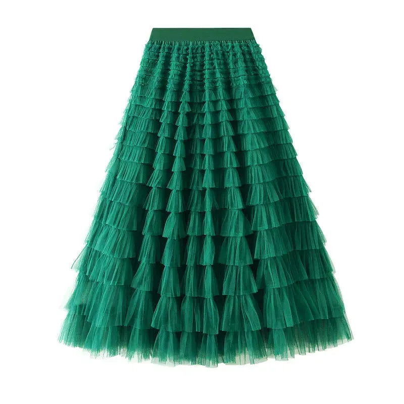 Cake Skirt Women's White Gauze long Layered tulle Skirt - EX-STOCK CANADA