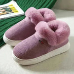 Zapatillas de algodón de lujo de invierno para hombres y mujeres acogedoras esponjosas de la cana de la cana, deslizamiento cálido en los zapatos de la casa de vellón