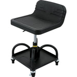 Rolling Garage Stool, 300LBS Capacity, Adjustable Height From 15.7 In To 20.5 In, Mechanic Seat With 360-degree Swivel Wheels And Tool Tray, For Workshop, Auto Repair Shop, Black EX-STOCK