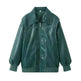 Oversized Fashion Zip-up Lapel Leather Jacket for women - EX-STOCK CANADA