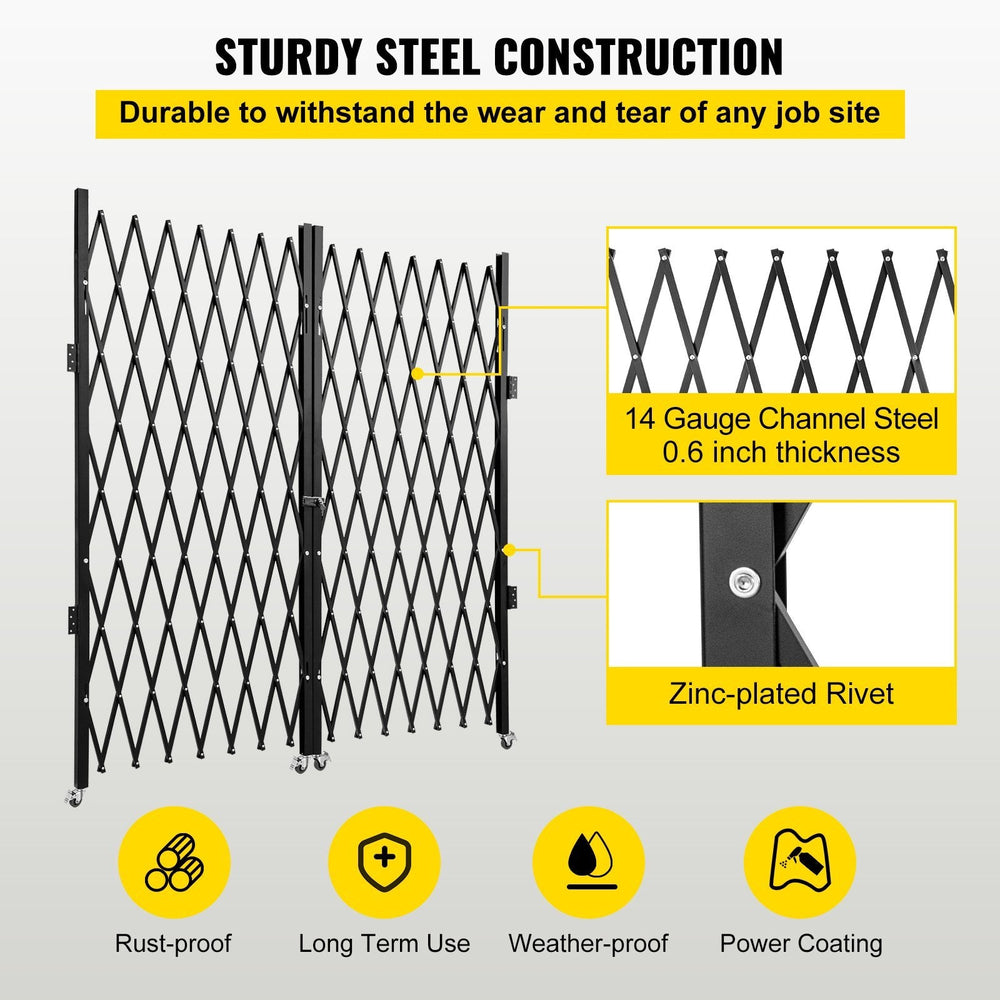 Double Folding Security Gate, 5.1 H X 10.2 W Folding Door Gate, Steel Accordion Security Gate, Flexible Expanding Security Gate, 360 Rolling Barricade Gate, Scissor Gate Or Door With Keys EX-STOCK