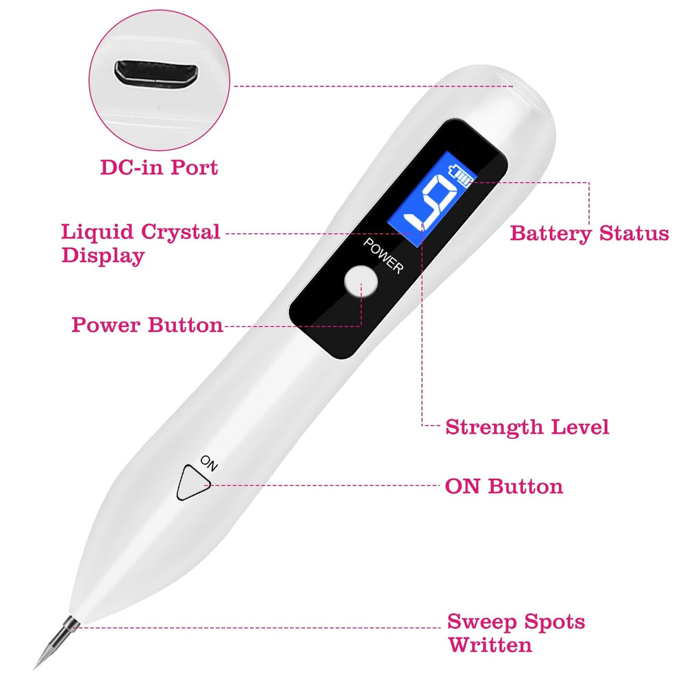 1Pc Skin Tag Repair Kit Portable Beauty Equipment Multi-Level With Home Usage USB Charging LCD Level Adjustable 6 Replaceable Needles EX-STOCK