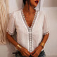 Women Chiffon blouse top  European And American spring summer Embroidered Lace Short-Sleeved Blouse Women - EX-STOCK CANADA