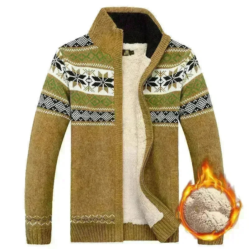 Men's Sweater Warm Velvet Sweatercoat Winter Wool Cardigan Male Casual Thicken Warm Fleece Christmas Sweater For Man - EX-STOCK CANADA