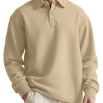 Texture Jacquard Solid Color Men's Long-sleeved Polo Shirt Lapel Loose Sweater EX-STOCK Canada 
