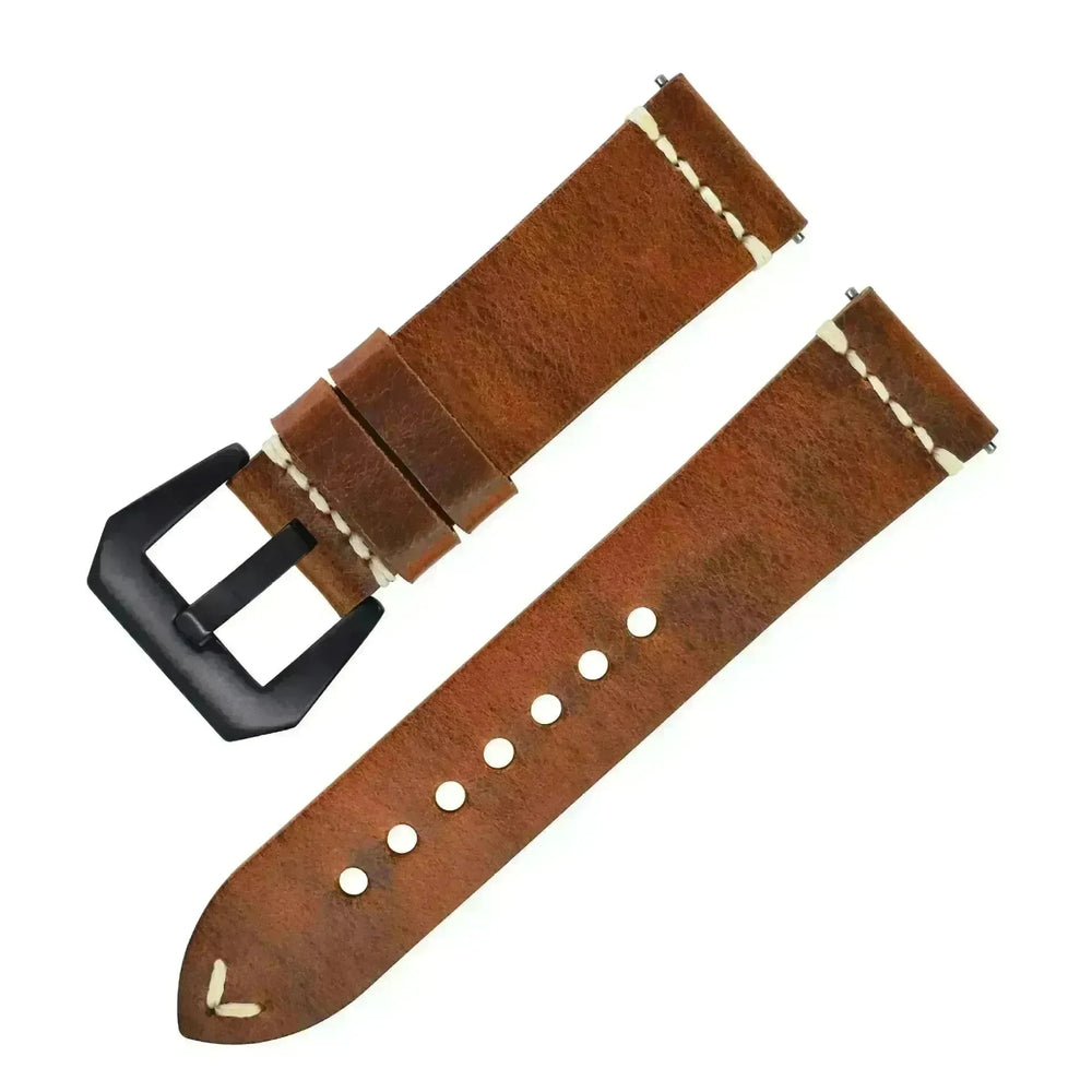 Discoloring Oil Wax Top Layer Cowhide Watch Strap - EX-STOCK CANADA