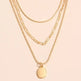Vintage Geometric Metal Oval Pendant Necklace - EX-STOCK CANADA