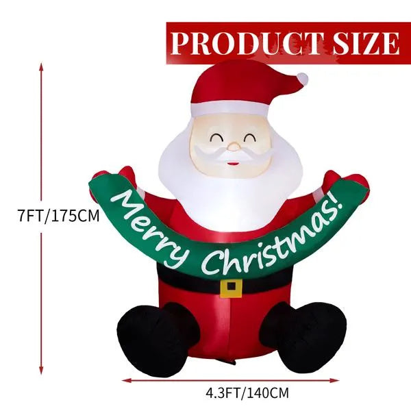 5.8FT Lighted Christmas Inflatable Decoration, Inflatable Santa Claus Holding Banner, Funny Blow Up Yard Decorations With Built-in LED Lights For Holiday Party Front Yard Lawn Garden Decor EX-STOCK Canada 