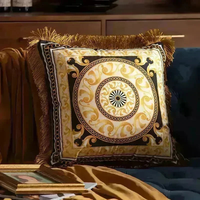 Pillow Sofa High-grade Sense Tassel Light Luxury style-gold rimmed Pillows - EX-STOCK CANADA