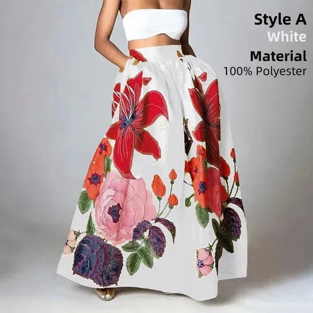 Elegant Bottoms Skirt Floral Long Maxi prairie Skirt - EX-STOCK CANADA