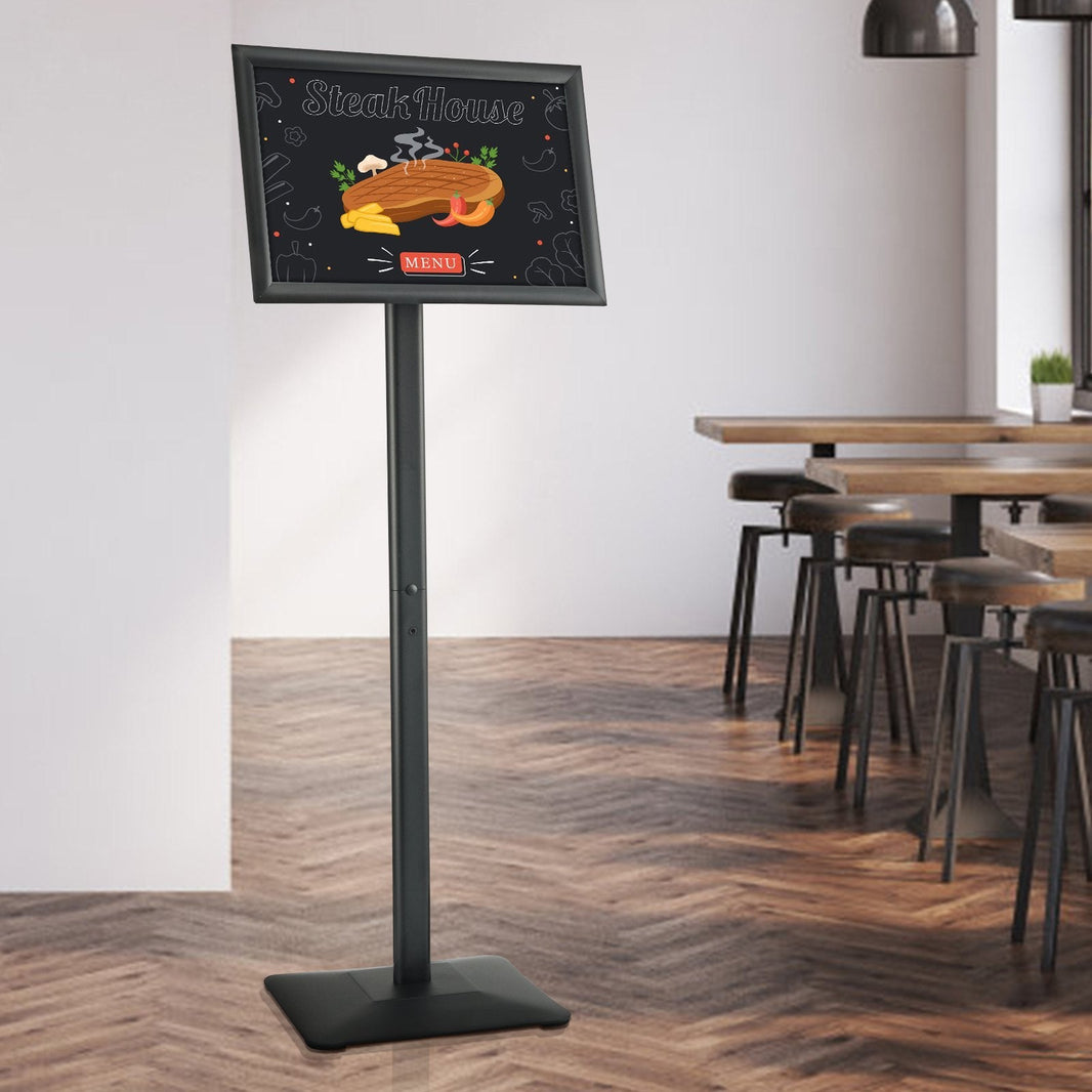 Pedestal Sign Holder, 11 X 17 Inch Vertical And Horizontal Adjustable Poster Stand, Heavy-Duty Floor Standing Sign Holder With Metal Base For Display, Advertisement, And Outdoor, Black EX-STOCK