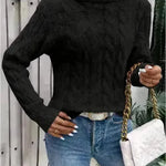 Women's Cable-knit Turtleneck Sweater - EX-STOCK CANADA