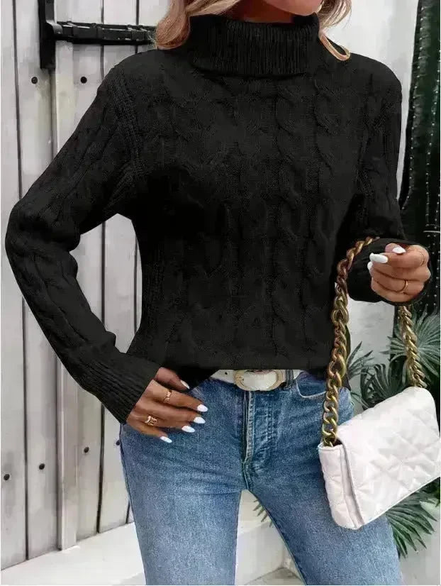 Women's Cable-knit Turtleneck Sweater - EX-STOCK CANADA