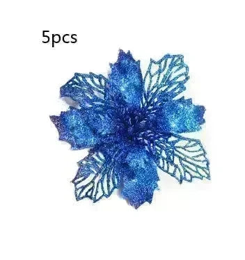 Glitter Artifical Christmas Flowers Christmas Tree Decorations For Home Fake Flowers Xmas Ornaments New Year Decor - EX-STOCK CANADA