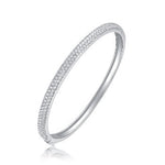 Classic Fashion Bridal Pave AAA Cubic Zirconia Princess Cut CZ Eternity Tennis Stackable Bangle Bracelet For Women, Prom, Wedding Silver Plated 7-7.5 Inch EX-STOCK