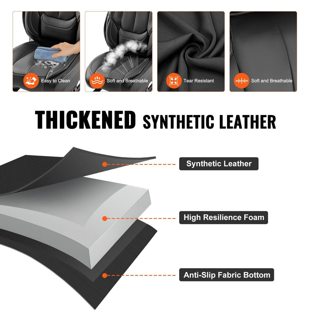 Seat Covers, Universal Car Seat Covers Full Set Seats, Front And Rear Seat, 13pcs Faux Leather Seat Cover, Full Enclosed Design, Detachable Headrest And Airbag Compatible, For Most Car SUV Truck EX-STOCK