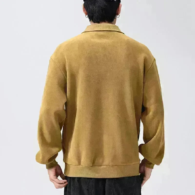 Autumn Winter Fashion Lapel Half-zip fleece Sweatshirt Pullover tops for Men - EX-STOCK CANADA